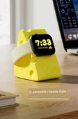 Apple Watch Silikon Şarj Standı - Peynir Rengi - 11