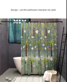 EVA Palmiye Desenli Duş Perdesi - 120x180cm + Siyah Duş Perdesi Borusu 70-120cm - 11