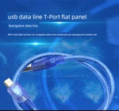 MP3 Tablet Araç Navigasyon USB Data Kablosu - 1m - Şeffaf Mavi - 5