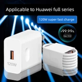 Huawei Nova ve Mate Serisi için 120W Hızlı Şarj Aleti - 1m ve 1.5m Kablolu (2 Kablolu) - 1