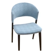 Yarım Daire Yemek Sandalyesi Kılıfı - Ark Nokta Çizgi Pudra - Sadece Oturma Kılıfı - 6