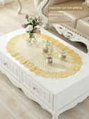 Su Geçirmez PVC Masa Örtüsü - Dianou 60*120cm Oval Altın - İki Parça - 6