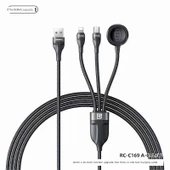 1.2m Siyah 3'ü 1 Arada Hızlı Şarj Kablosu - Lightning, Micro USB, USB-C ve Apple Watch Uyumlu - 4
