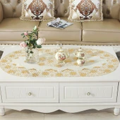 Su Geçirmez PVC Masa Örtüsü - Yıldızlar 60*120cm Oval Altın - İki Parça - 1