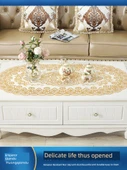 Su Geçirmez PVC Masa Örtüsü - Dianou 60*120cm Oval Altın - İki Parça - 2
