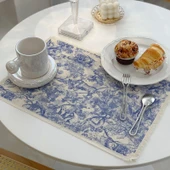 Pamuklu Keten Restoran Masa Matı - Kırmızı - 53cm x 37cm - 6