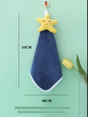 Çizgi Film Desenli Asılabilir Süper Emici El Havlusu - Uçsuz Mavi/Buz Mavi (2'li Paket) - 10