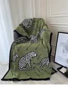 Retro Yeşil Örgü Yatak Örtüsü/Koltuk Şalı - 100cm x 150cm - 9