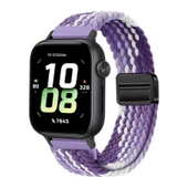 Honor Watch 5 Üzüm Moru Manyetik Örgü Kordon - Siyah Konnektör - 1