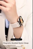 Honor Watch 5 Üzüm Moru Manyetik Örgü Kordon - Siyah Konnektör - 7
