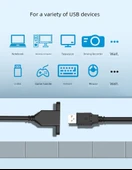 USB 2.0 Uzatma Kablosu - 0.3m - Sağ Köşe Erkek Dişi Yarım Kaplı - 8