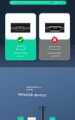 Mini USB Dirsekli Data Kablosu - 0.15m - Sola Bükümlü - 8