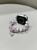 Beyaz Mor Kedi Gözü Boncuklu Apple Watch Kordonu - S10 (42mm) - 4
