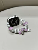 Beyaz Mor Kedi Gözü Boncuklu Apple Watch Kordonu - S10 (42mm) - 3