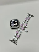 Beyaz Mor Kedi Gözü Boncuklu Apple Watch Kordonu - S10 (42mm) - 2