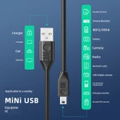 Mini USB Dirsekli Data Kablosu - 0.15m - Sola Bükümlü - 3