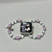 Beyaz Mor Kedi Gözü Boncuklu Apple Watch Kordonu - S10 (42mm) - 11