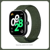 Xiaomi Bracelet 8Pro/9Pro Uyumlu Ordu Yeşili Naylon Örgü Kordon - 1