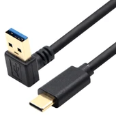 USB 3.0 - Type-C Dirsekli Hızlı Şarj Kablosu - 1.5m - USB Düz - Type-C Açılı - 5