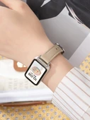 Huawei Bileklik 9/8/NFC Uyumlu Kahve Rengi Rose Gold Tokalı Deri Kordon - 4