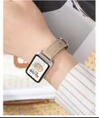 Huawei Bileklik 9/8/NFC Uyumlu Kahve Rengi Rose Gold Tokalı Deri Kordon - 11