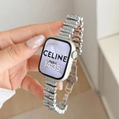 Apple Watch Metal Kayış - Elmas Kelebek Tokalı - 46mm - Siyah - Elmassız - 6