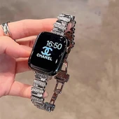 Apple Watch Metal Kayış - Elmas Kelebek Tokalı - 46mm - Siyah - Elmassız - 3