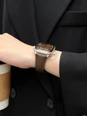 Huawei Watch FIT3 Uyumlu Litchi Desen Süt Beyazı Manyetik Tokalı Deri Kordon thumbnail 4