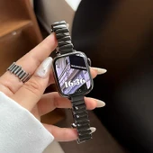 Apple Watch Metal Kayış - Elmas Kelebek Tokalı - 46mm - Siyah - Elmassız - 1