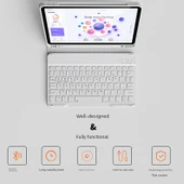 iPad Air 4/5 (10.9 inç) Beyaz Klavye + Lavanta Koruyucu Kılıf - 6
