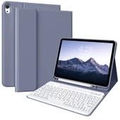 iPad Air 4/5 (10.9 inç) Beyaz Klavye + Lavanta Koruyucu Kılıf - 1