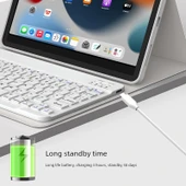 iPad 11 (11 inç) Beyaz Klavye + Lavanta Koruyucu Kılıf - 4