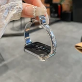 Xiaomi Bracelet 9Pro Uyumlu Taşlı Metal Kordon - Siyah - 5