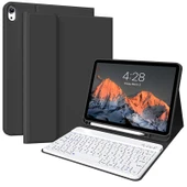 iPad 7/8/9 (10.2 inç) Beyaz Klavye + Siyah Koruyucu Kılıf - 1
