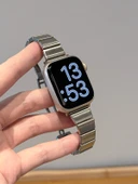Apple Watch Paslanmaz Çelik Kelebek Tokalı Bambu Kordon - Gümüş iwatchS10-42mm - 7