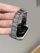 Elmas İşlemeli Apple Watch Metal Kordon - 44mm Kadran-iwatch4/5/6/se, Gümüş - 2