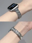 Elmas İşlemeli Apple Watch Metal Kordon - 44mm Kadran-iwatch4/5/6/se, Gümüş - 3