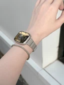 Apple Watch Paslanmaz Çelik Kelebek Tokalı Bambu Kordon - Gümüş iwatchS10-42mm - 11