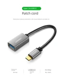Type-C USB 3.0 Data Kablosu - 0.15m - Derin Siyah Kauçuk Kaplama - 7