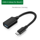 Type-C USB 3.0 Data Kablosu - 0.15m - Derin Siyah Kauçuk Kaplama - 1