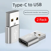 Type-C - USB Hızlı Dönüştürücü - Gümüş Beyaz - 2 Adet - 2