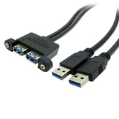 Çift USB 3.0 Erkek Dişi Uzatma Kablosu - 0.5 Metre - Flanşlı - 10