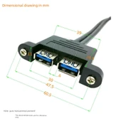 Çift USB 3.0 Erkek Dişi Uzatma Kablosu - 0.5 Metre - Flanşlı - 6