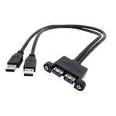 Çift USB 3.0 Erkek Dişi Uzatma Kablosu - 0.5 Metre - Flanşlı - 3