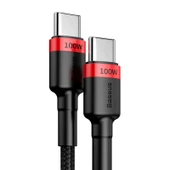 Type-C - Type-C 5A PD100W Hızlı Şarj Data Kablosu - 2 Metre - Kırmızı Siyah - 1