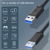 Çift Başlıklı USB 2.0 Erkek-Erkek Data Kablosu 2m - Güçlendirilmiş Bağlantı (2 Adet) - 3