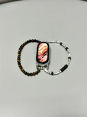 Xiaomi Mi Band 8/9 için Kaplan Gözü Boncuklu Bileklik - Gümüş Kırık Boncuklu - 6