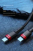 Type-C - Type-C 5A PD100W Hızlı Şarj Data Kablosu - 2 Metre - Kırmızı Siyah - 7