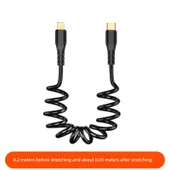 Type C - Apple PD Düz Yaylı Hızlı Şarj Kablosu - Kısa - 1