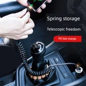 Type C - 2si1 Stereo Dirsek Yaylı Araç CarPlay Data Kablosu - Uzun - 3